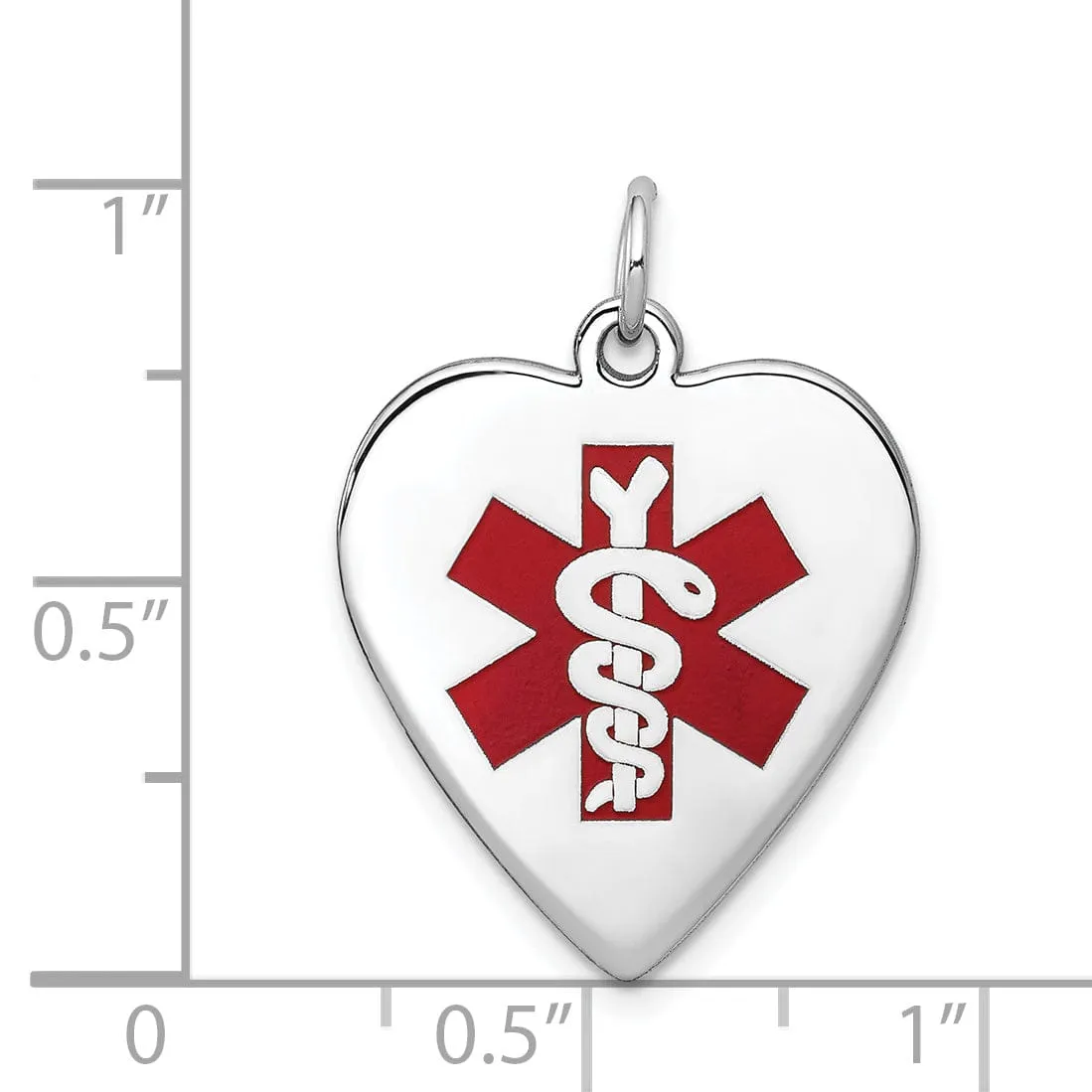 14k White Gold Heart Shaped Medical Alert Pendant