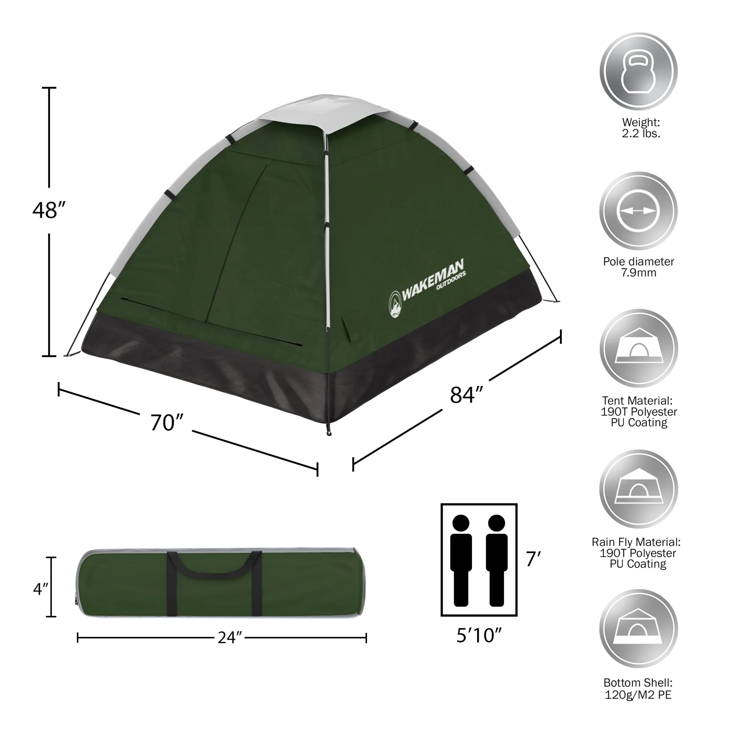 2-Person Dome Tent- Rain Fly & Carry Bag- Easy Set Up-Great !  2023