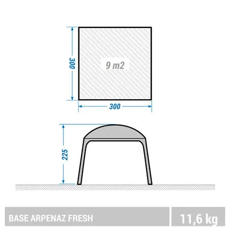 Camping living room with poles arpenaz base fresh 10-person