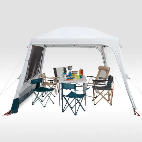 Camping living room with poles arpenaz base fresh 10-person