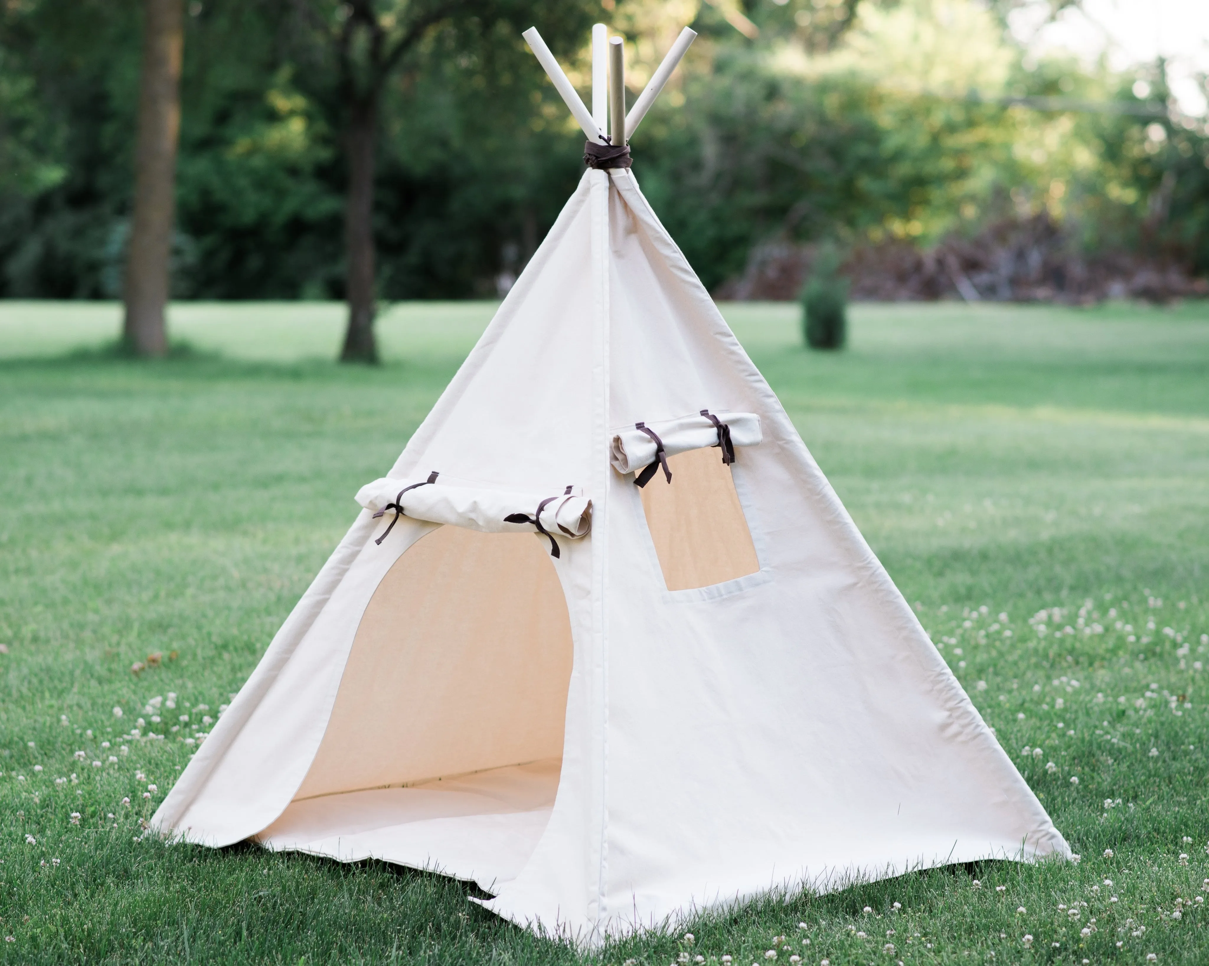 Canvas Kids Tent, Unique Roll Up Door, Childrens Play Tepee, Includes window