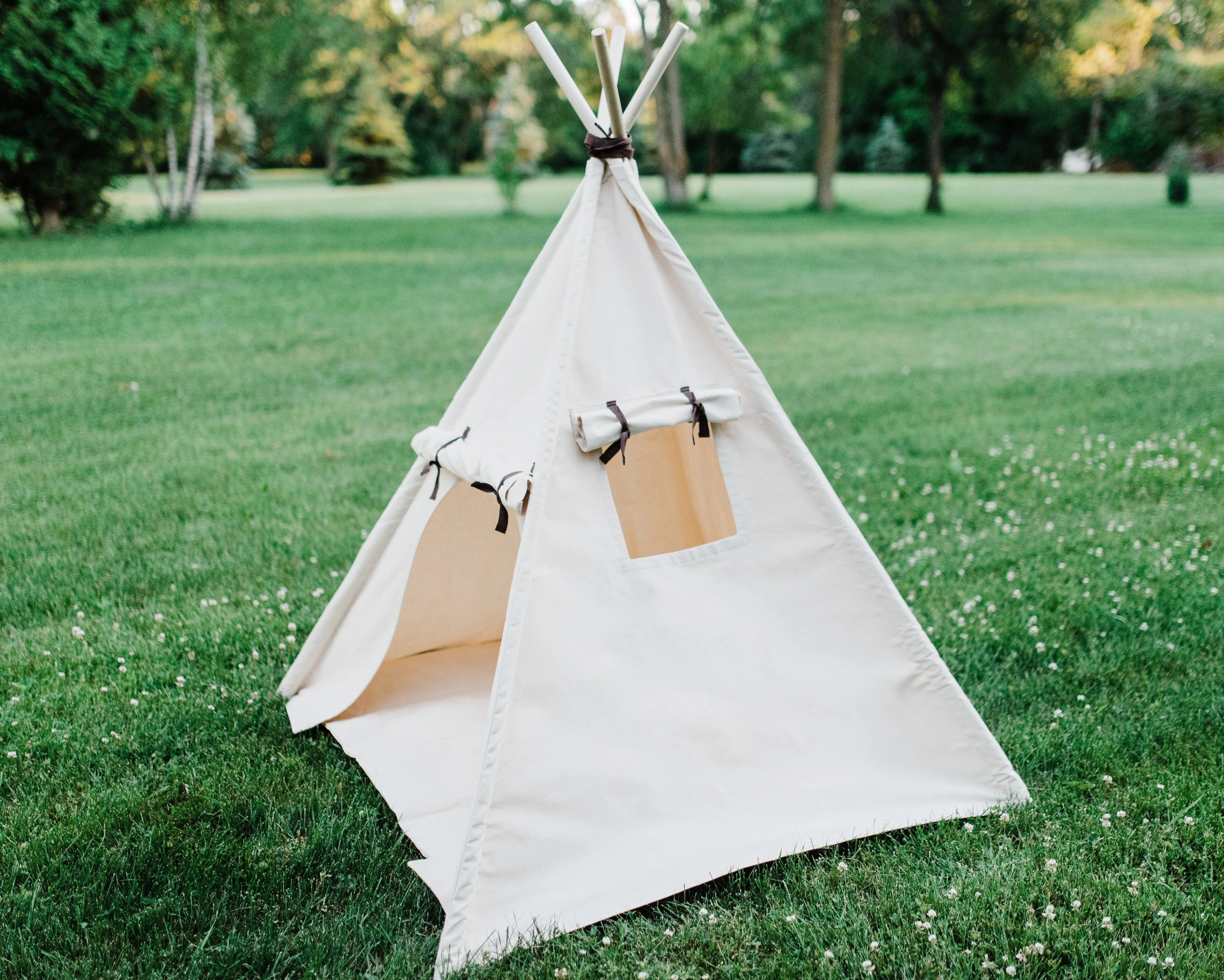 Canvas Kids Tent, Unique Roll Up Door, Childrens Play Tepee, Includes window