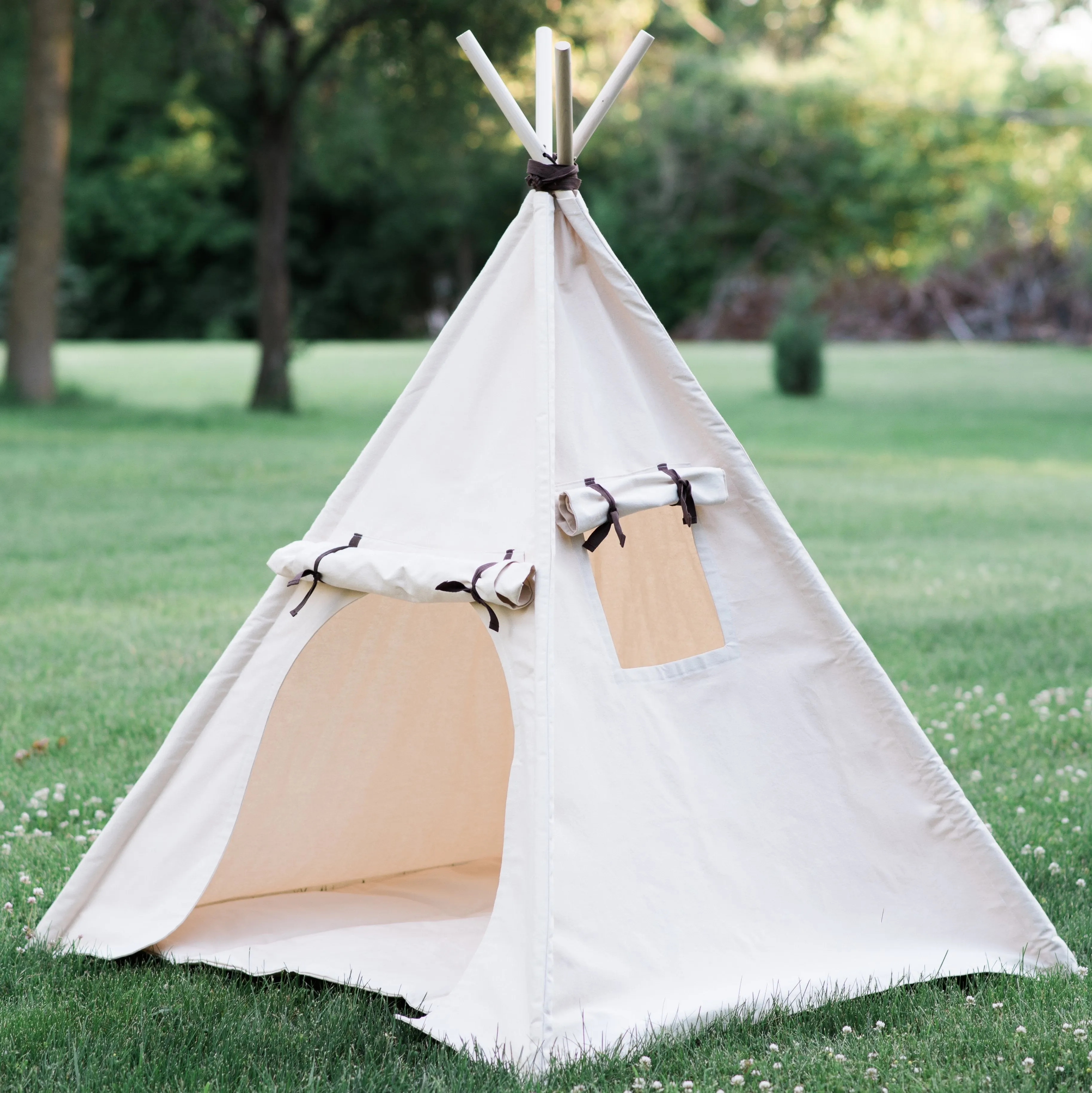 Canvas Kids Tent, Unique Roll Up Door, Childrens Play Tepee, Includes window