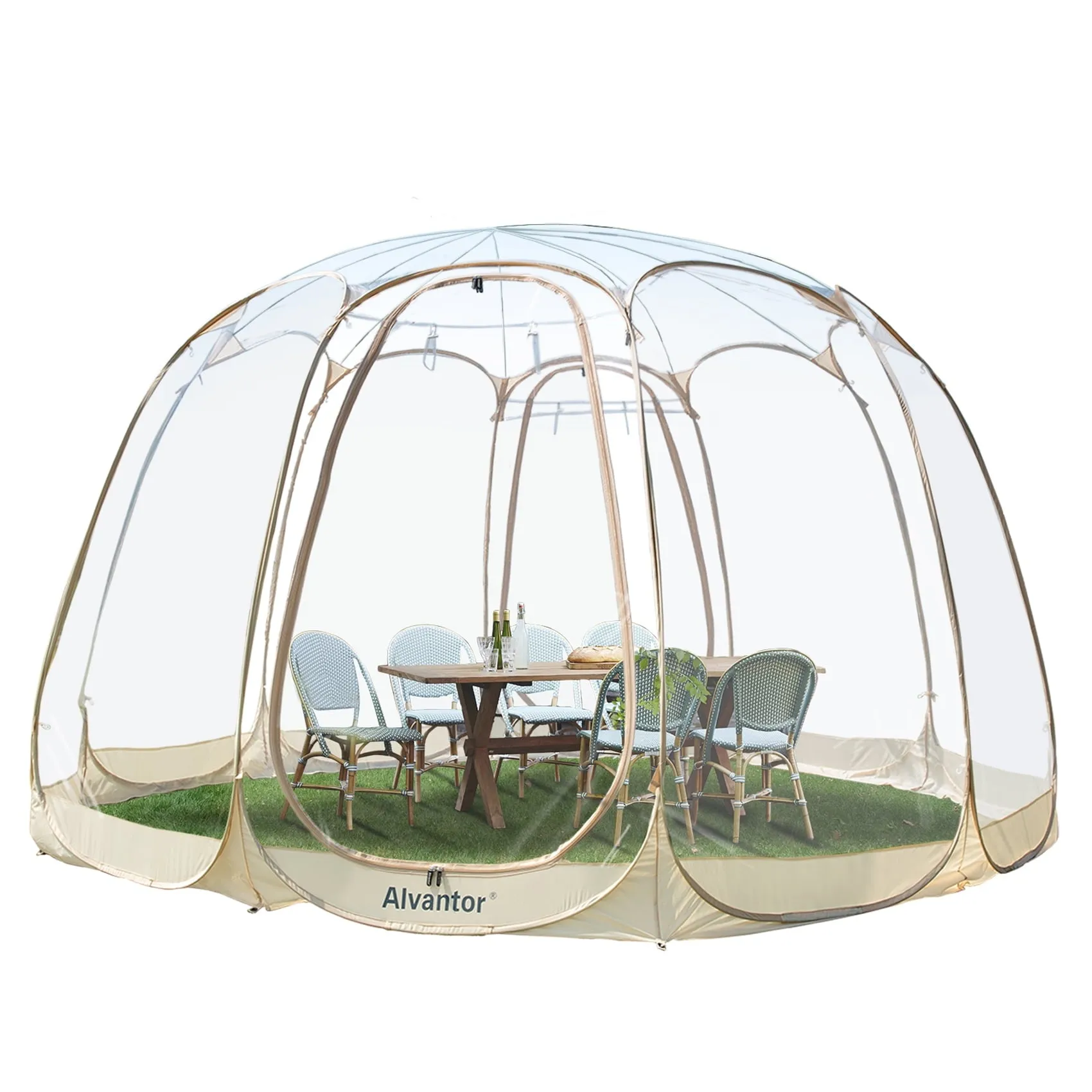 classic Bubble Tent Canopy Family Camping Pop up Gazebo 15'x15' Beige