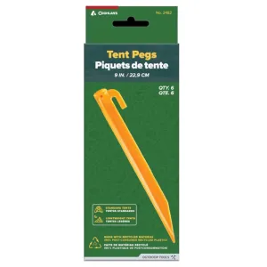 Coghlans Yellow Tent Pegs 9.00 in. H 6 pk