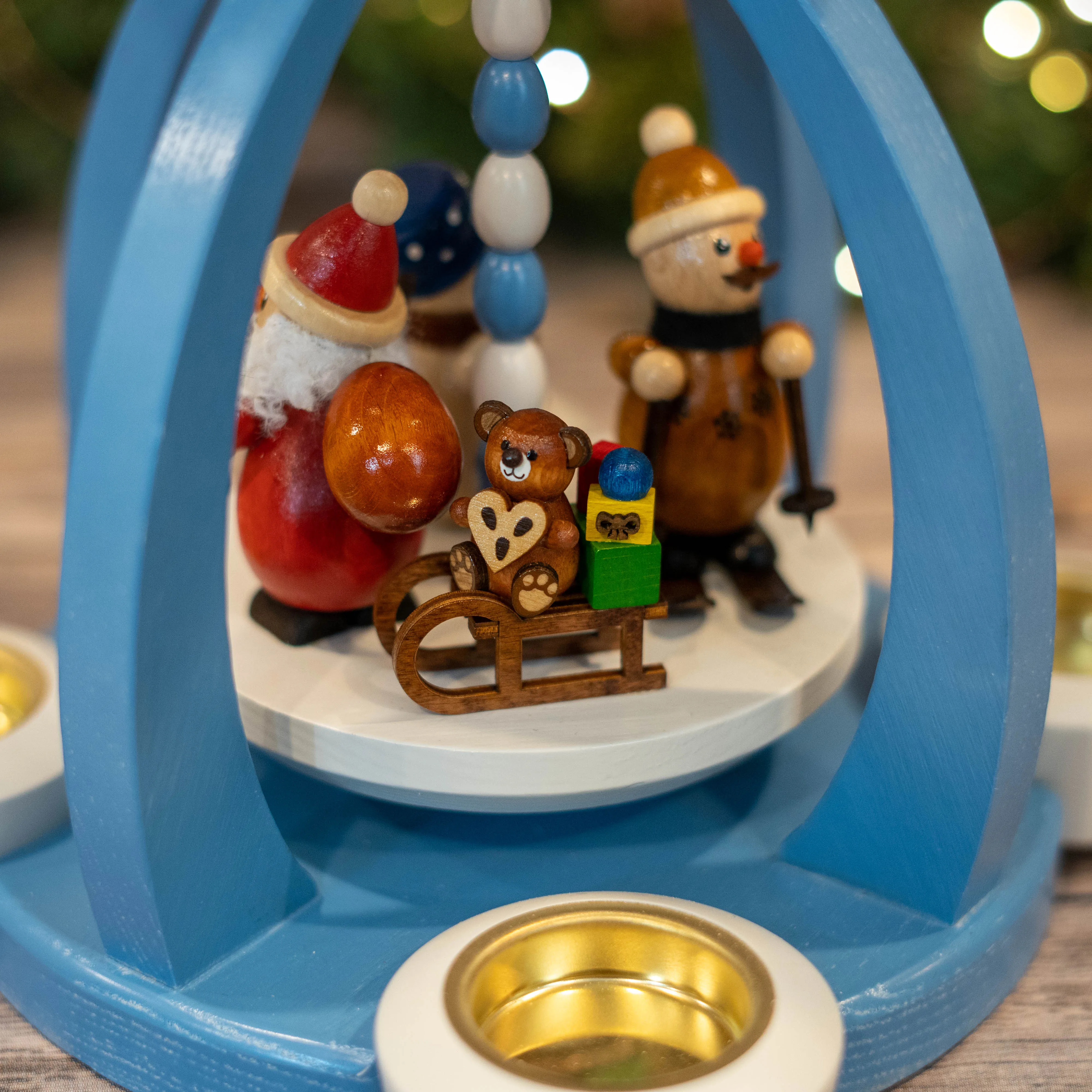 Colorful Santa and Snowman Tealight Pyramid