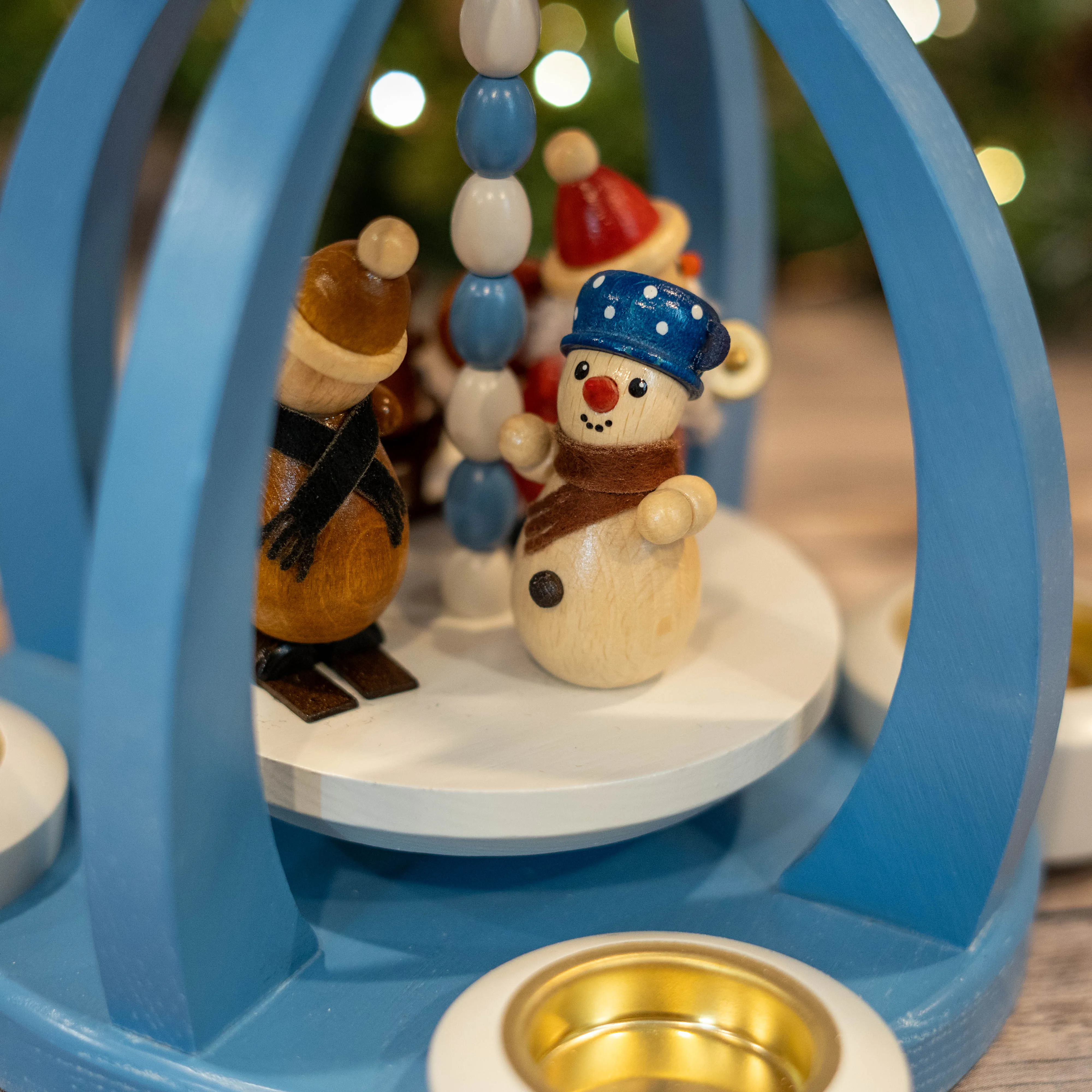 Colorful Santa and Snowman Tealight Pyramid