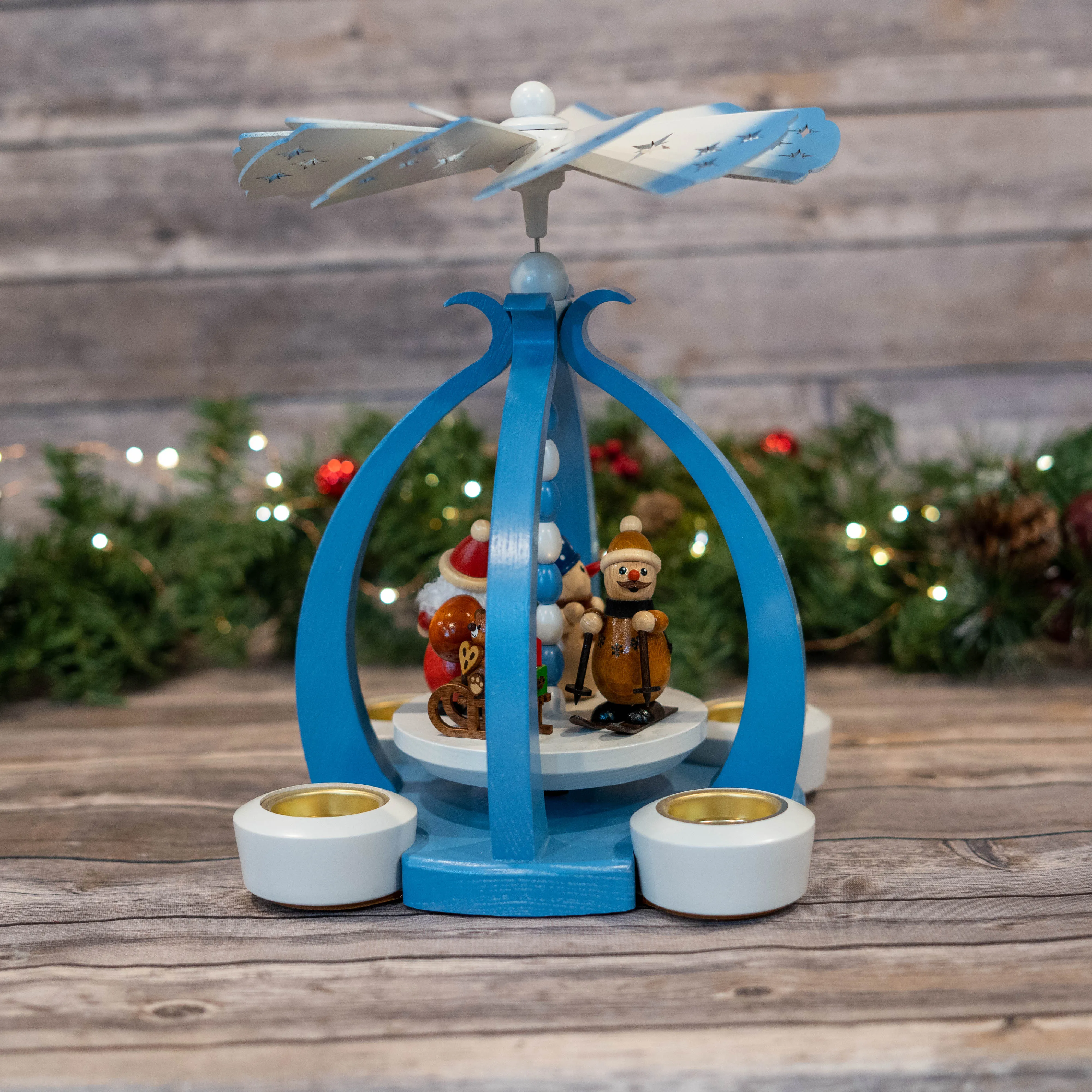 Colorful Santa and Snowman Tealight Pyramid