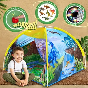 Dino Super Dome with Roar Button, Dinosaur Toys and LED Lights - Epic Dinosaur Tent, Kids Tent Indoor & Outdoor, Tent for Kids, Kids Play Tent, Pop Up Tents for Kids, Play House for Boys & Girls