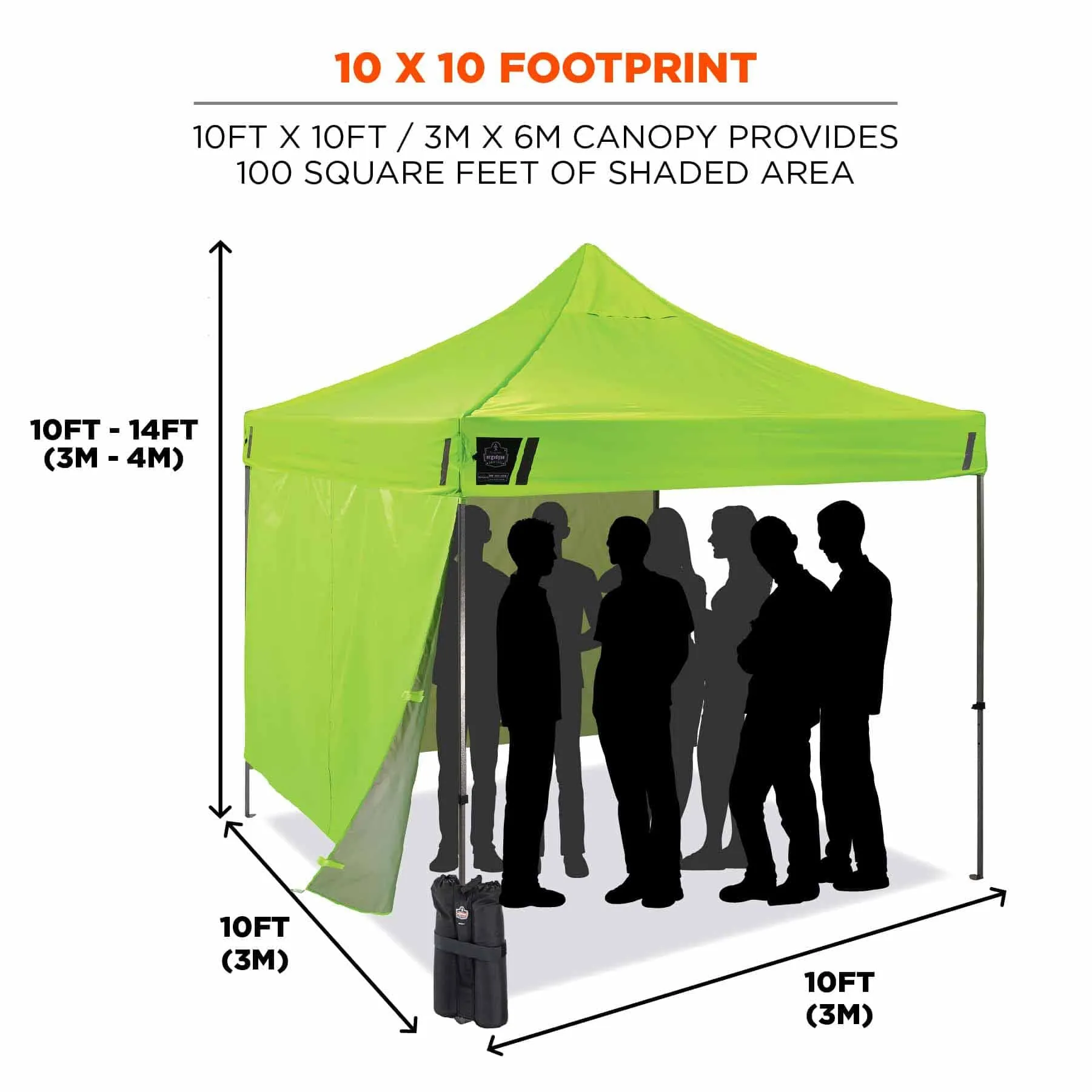 Ergodyne 12951 6051 Single Lime Heavy-Duty Pop-Up Tent Kit - 10ft x 10ft