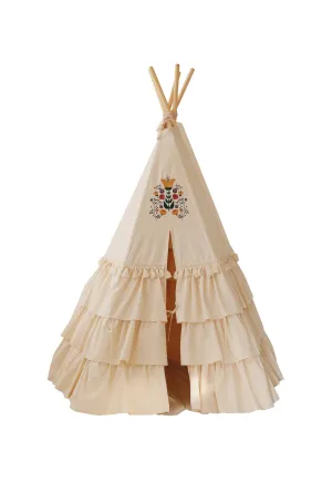 Folk - Teepee Tent With Frills And Embroidery