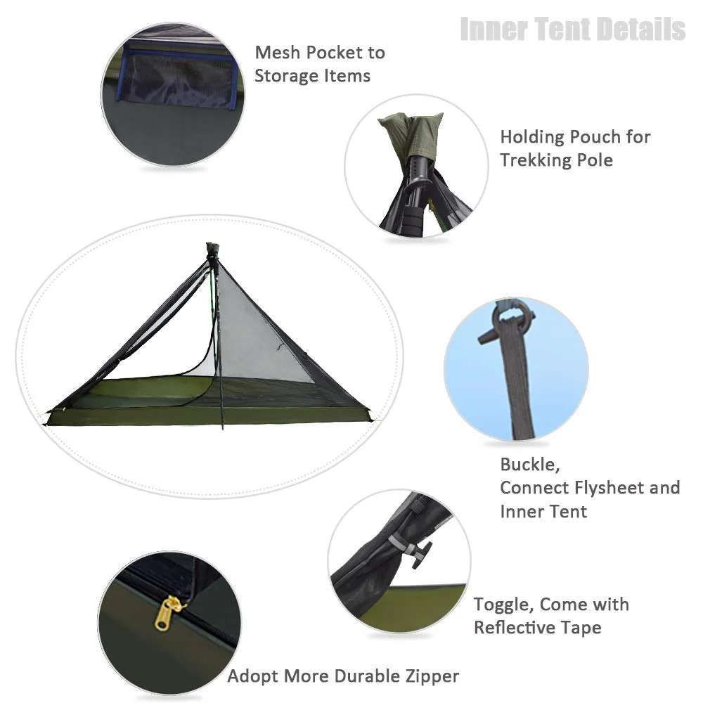 GeerTop Ultralight 1 Person Compact Trekking Tent