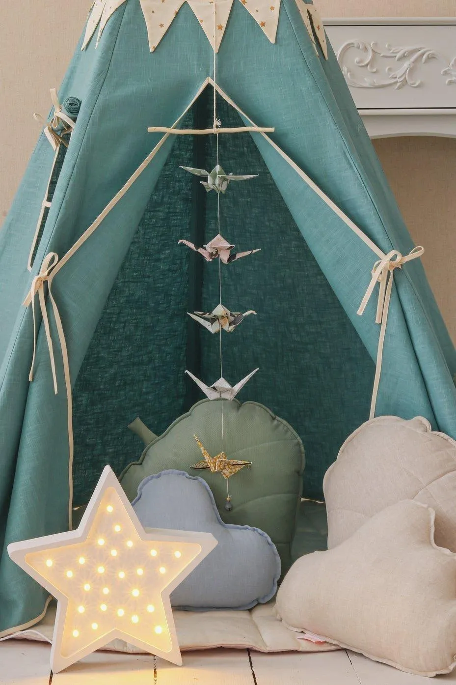 Gold Star Teepee Tent With Garland