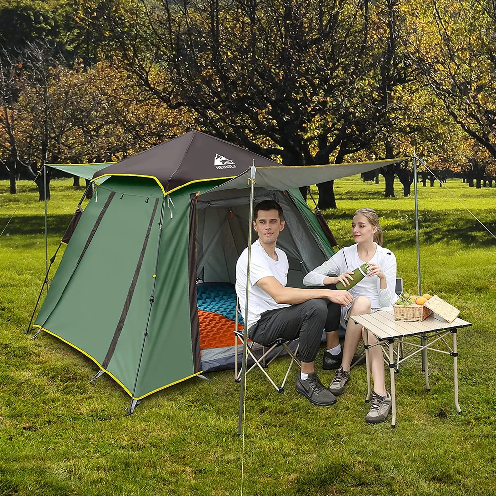 Hewolf Auto 3-4 Person Tent - Green