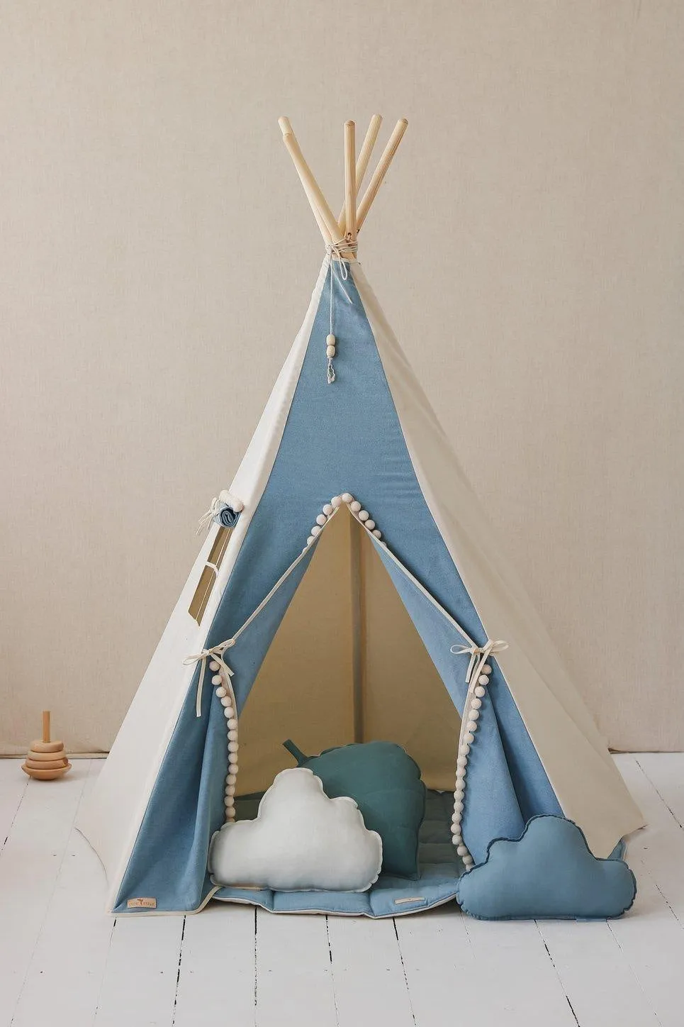 Jeans Teepee Tent With Pompoms