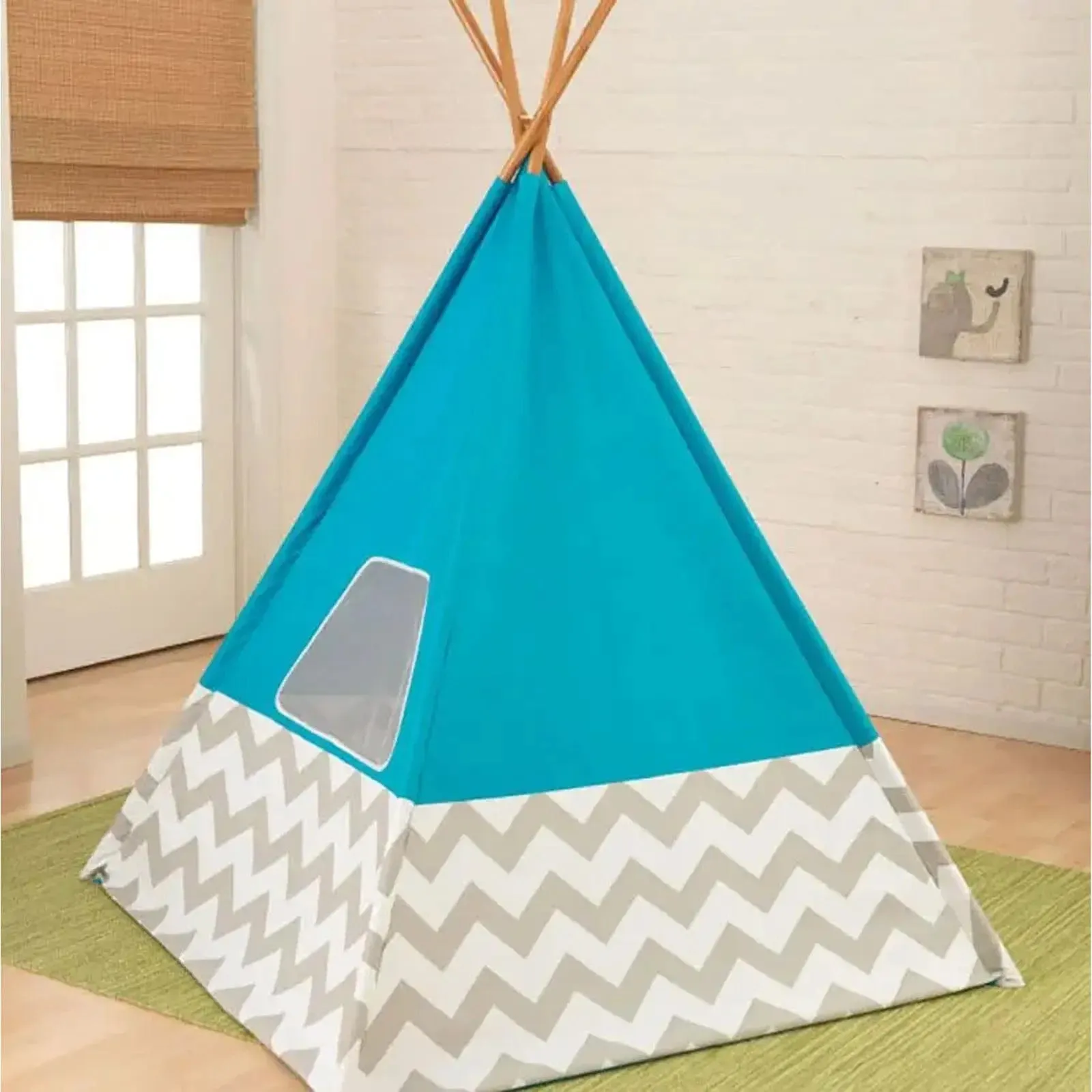 KidKraft Play Teepee Tent Turquoise Kids Indoor Outdoor Toy