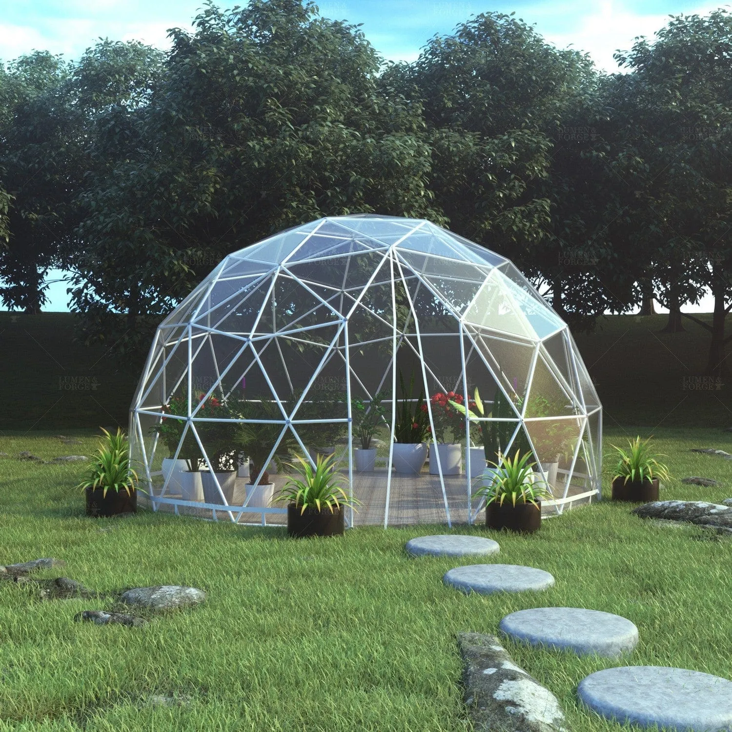 Lumen & Forge | Geodesic Dome Greenhouse, Sunroom, Dining - 13 ft