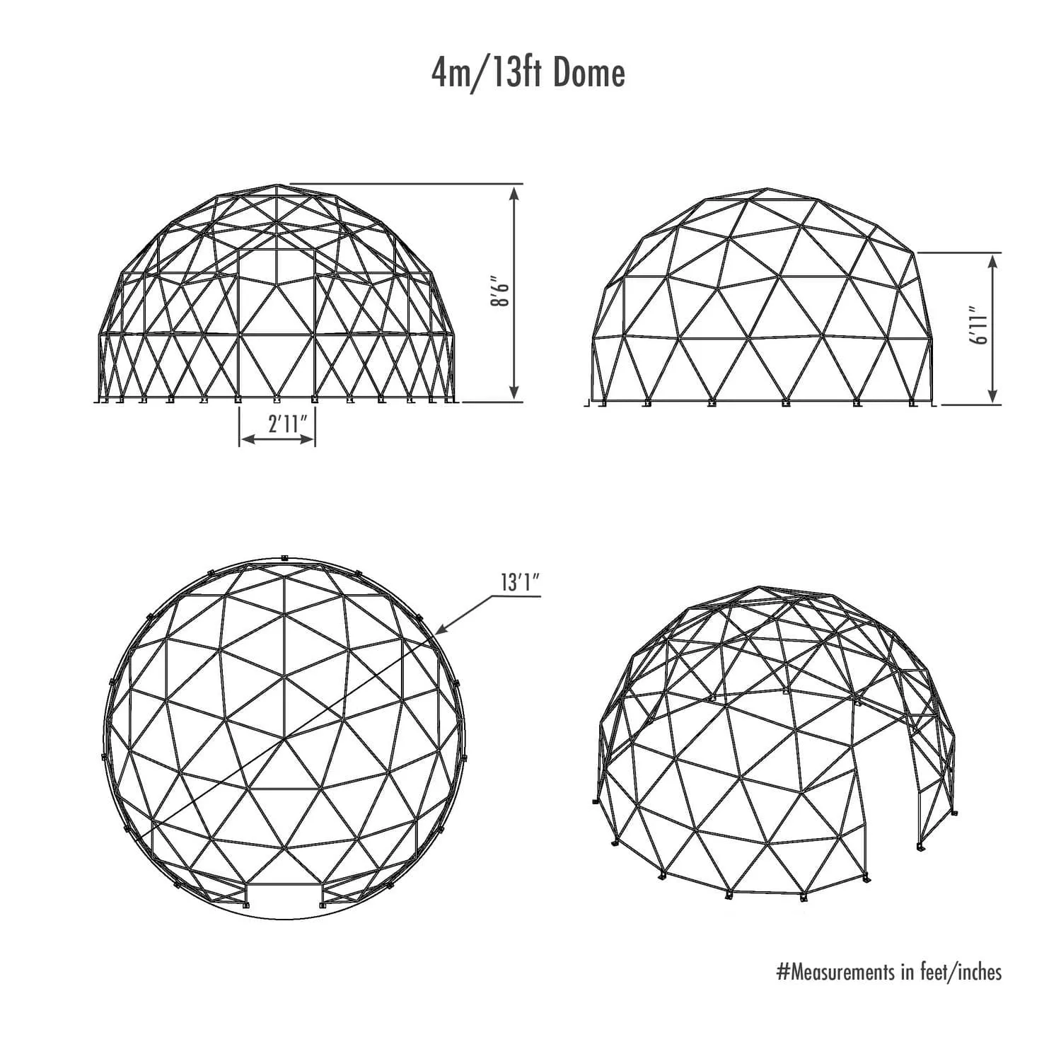 Lumen & Forge | Geodesic Dome Greenhouse, Sunroom, Dining - 13 ft