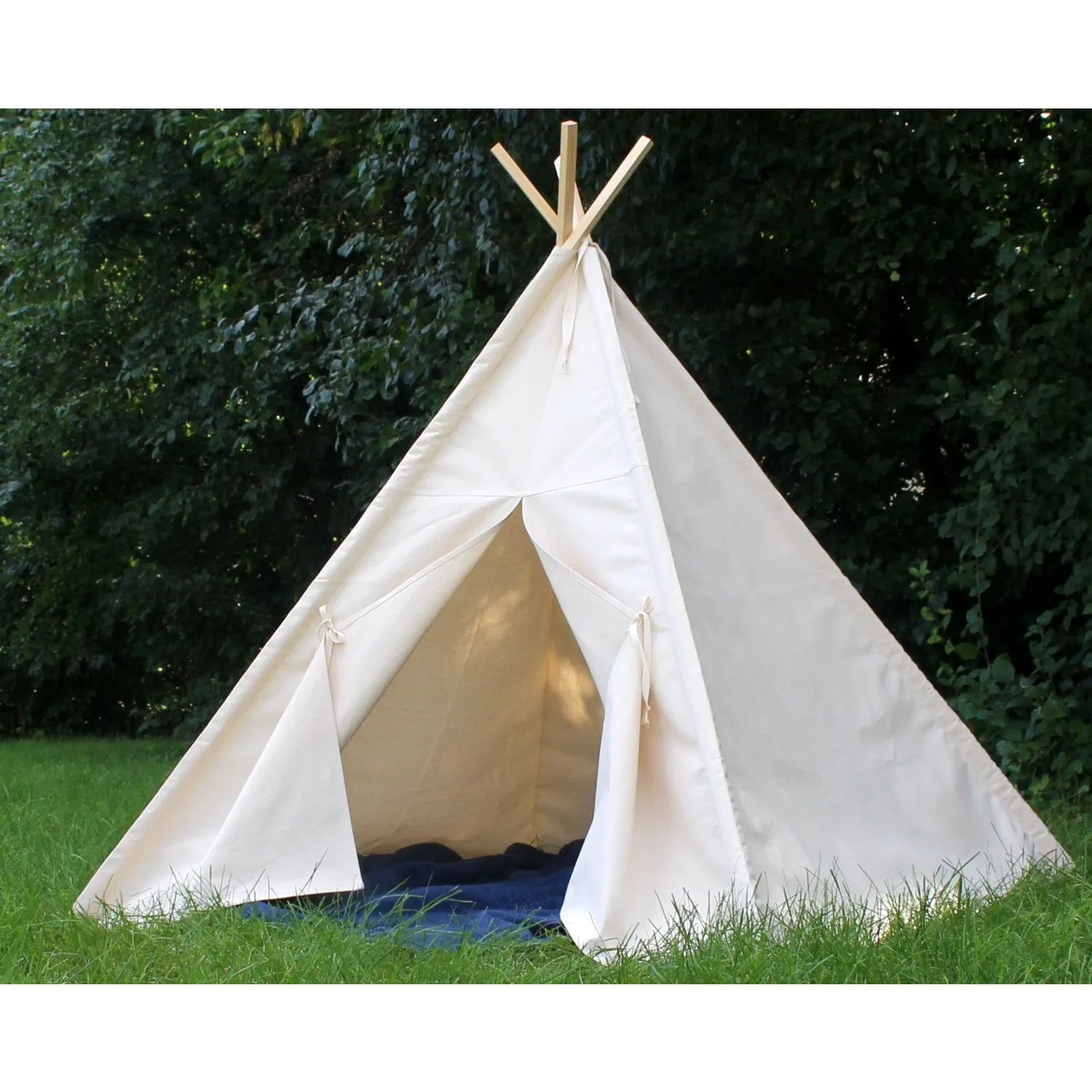 Natural Canvas Teepee Tent, Can Include A Window, Two Sizes Available