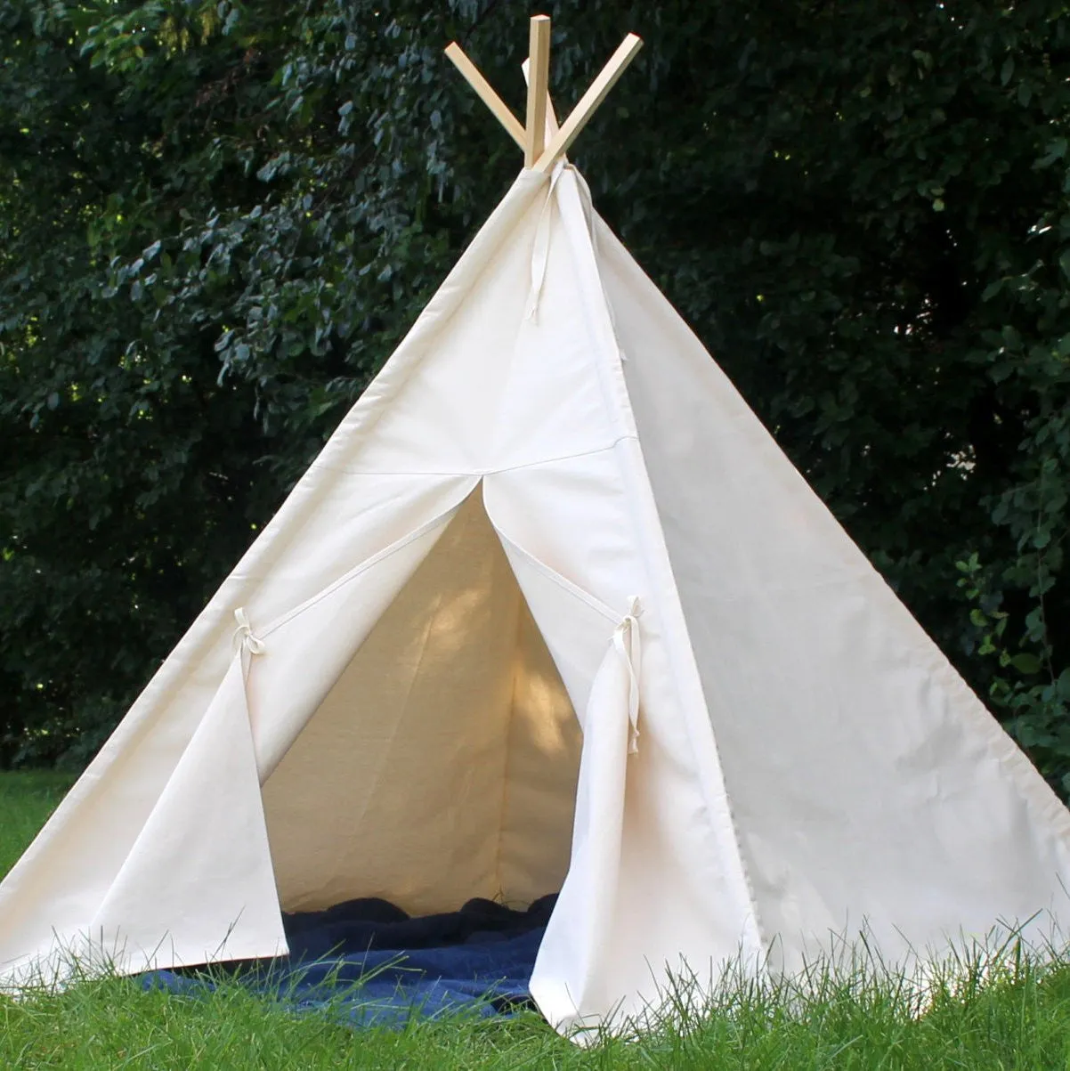 Natural Canvas Teepee Tent, Can Include A Window, Two Sizes Available