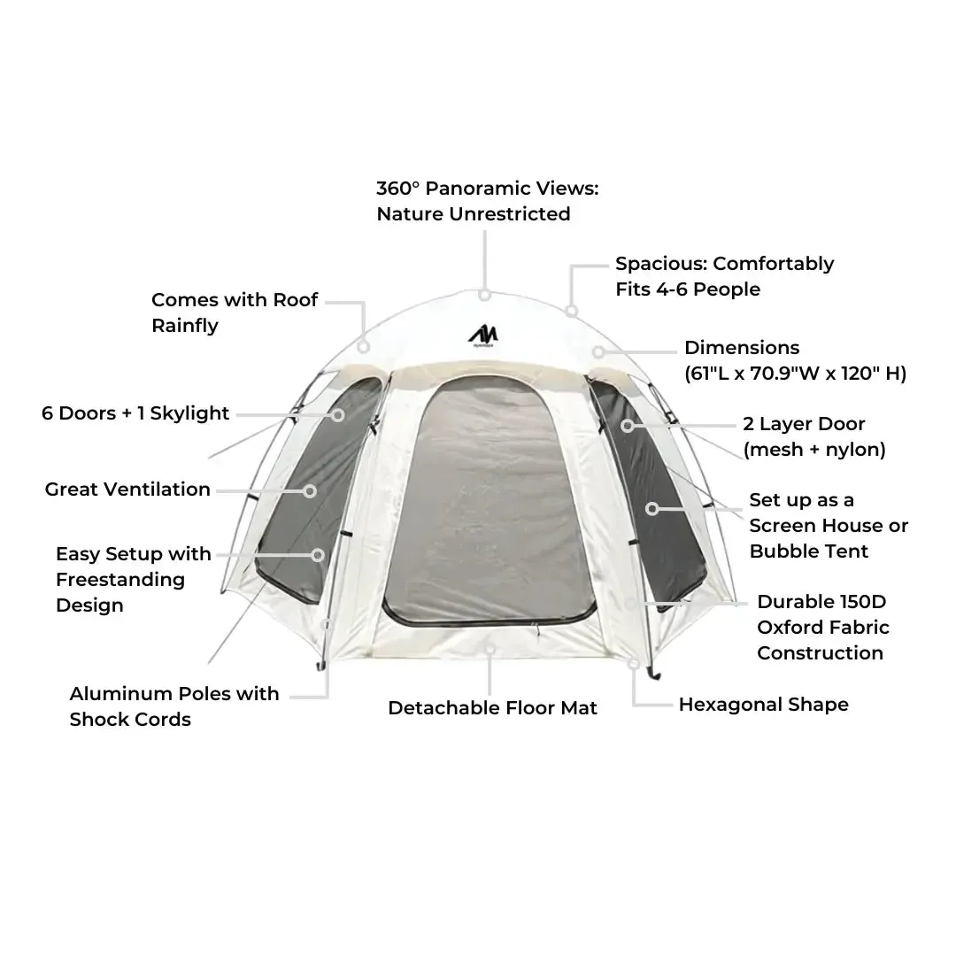 Nucleus Dome Tent 4-6P with 6 Clear Windows   Clear Dome