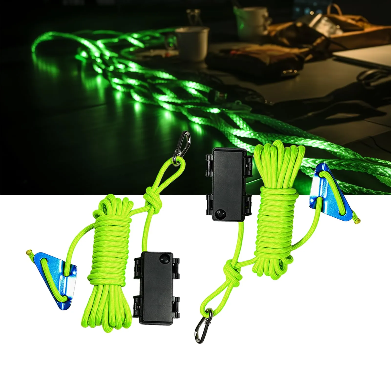 P auke'réi Luminous Paracord Light, Camping Rope Light, Tent Wind Rope Light, Warning Light, Waterproof Marine Rope, Nylon Rope, Outdoor LED Rope Light, Φ6mm, L16.4ft / 5m (Neon Green, 1, Count)