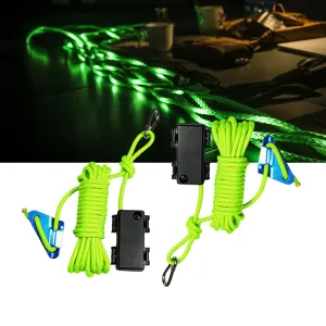 P auke'réi Luminous Paracord Light, Camping Rope Light, Tent Wind Rope Light, Warning Light, Waterproof Marine Rope, Nylon Rope, Outdoor LED Rope Light, Φ6mm, L16.4ft / 5m (Neon Green, 1, Count)