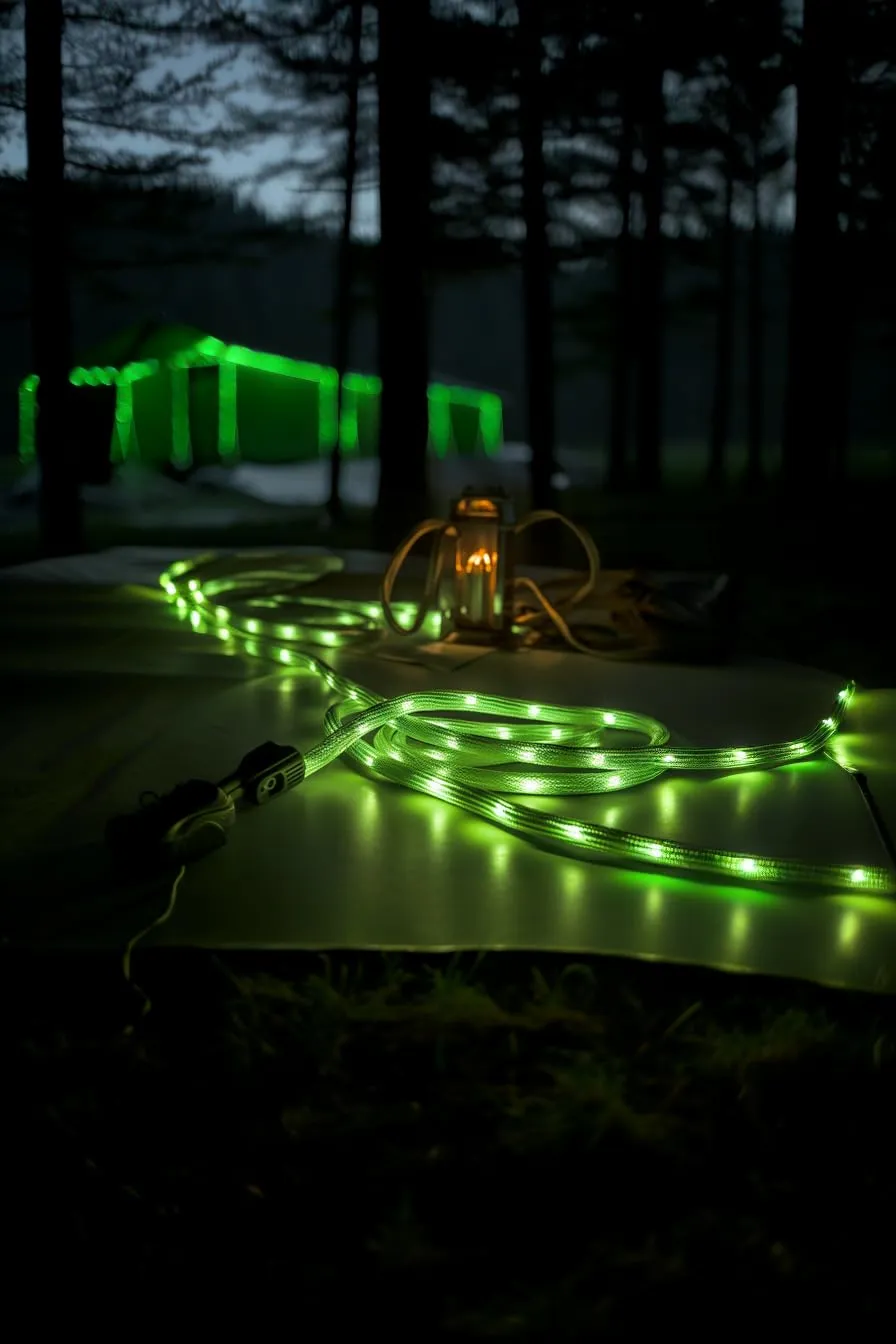 P auke'réi Luminous Paracord Light, Camping Rope Light, Tent Wind Rope Light, Warning Light, Waterproof Marine Rope, Nylon Rope, Outdoor LED Rope Light, Φ6mm, L16.4ft / 5m (Neon Green, 1, Count)