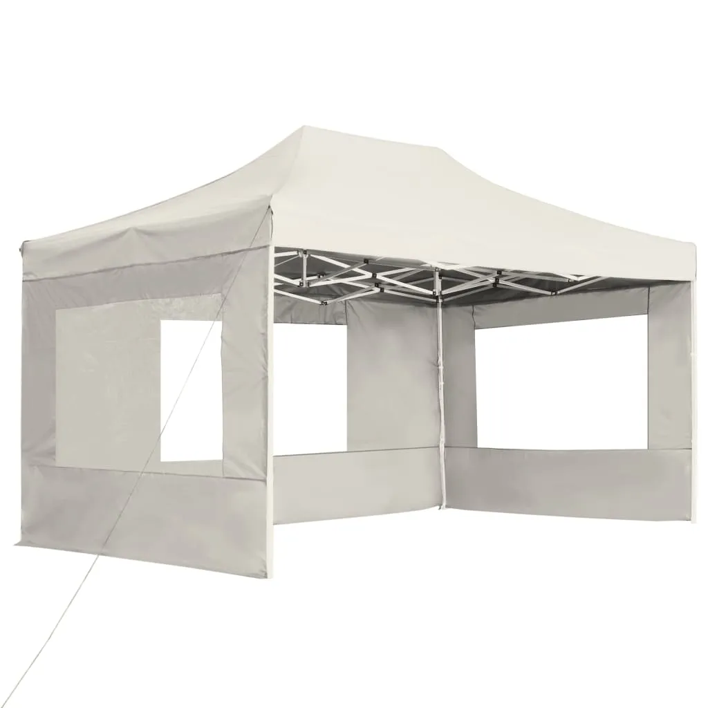 Professional Folding Party Tent with Walls Aluminium 4.5x3 m Cream