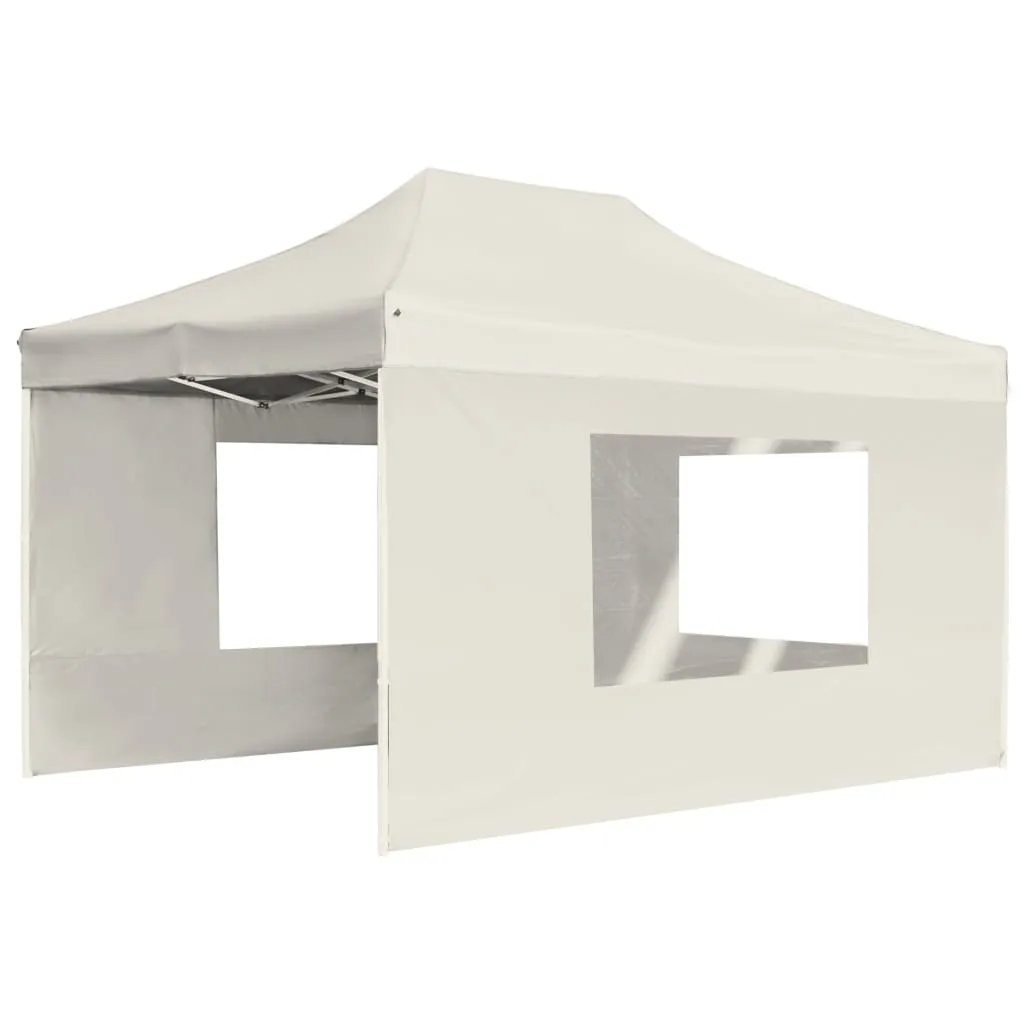 Professional Folding Party Tent with Walls Aluminium 4.5x3 m Cream