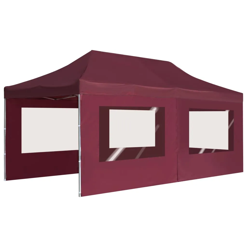 Professional Folding Party Tent with Walls Aluminium 6x3 m Wine Red