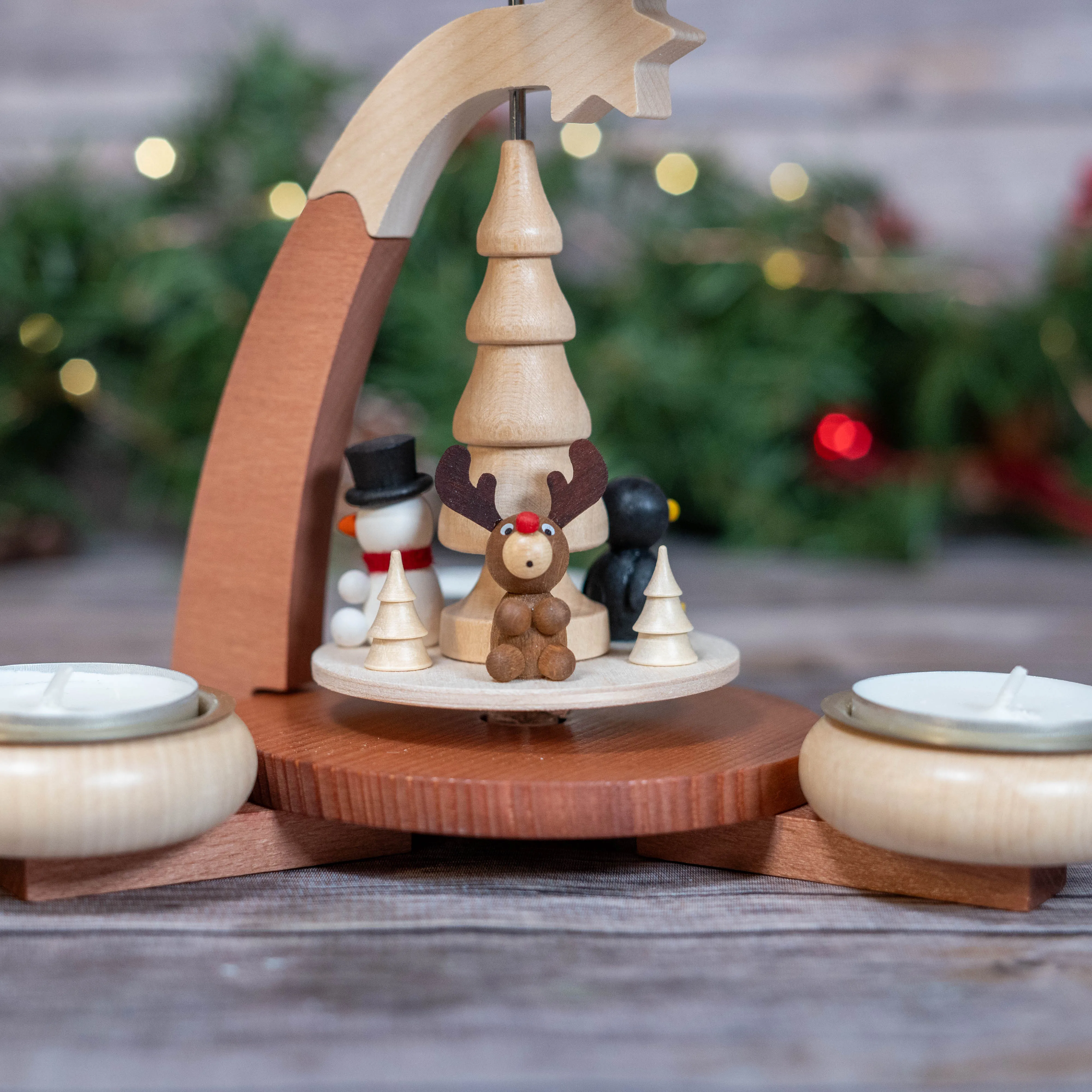 Pyramid -Penguin, Snowman and Deer with Tea Lights