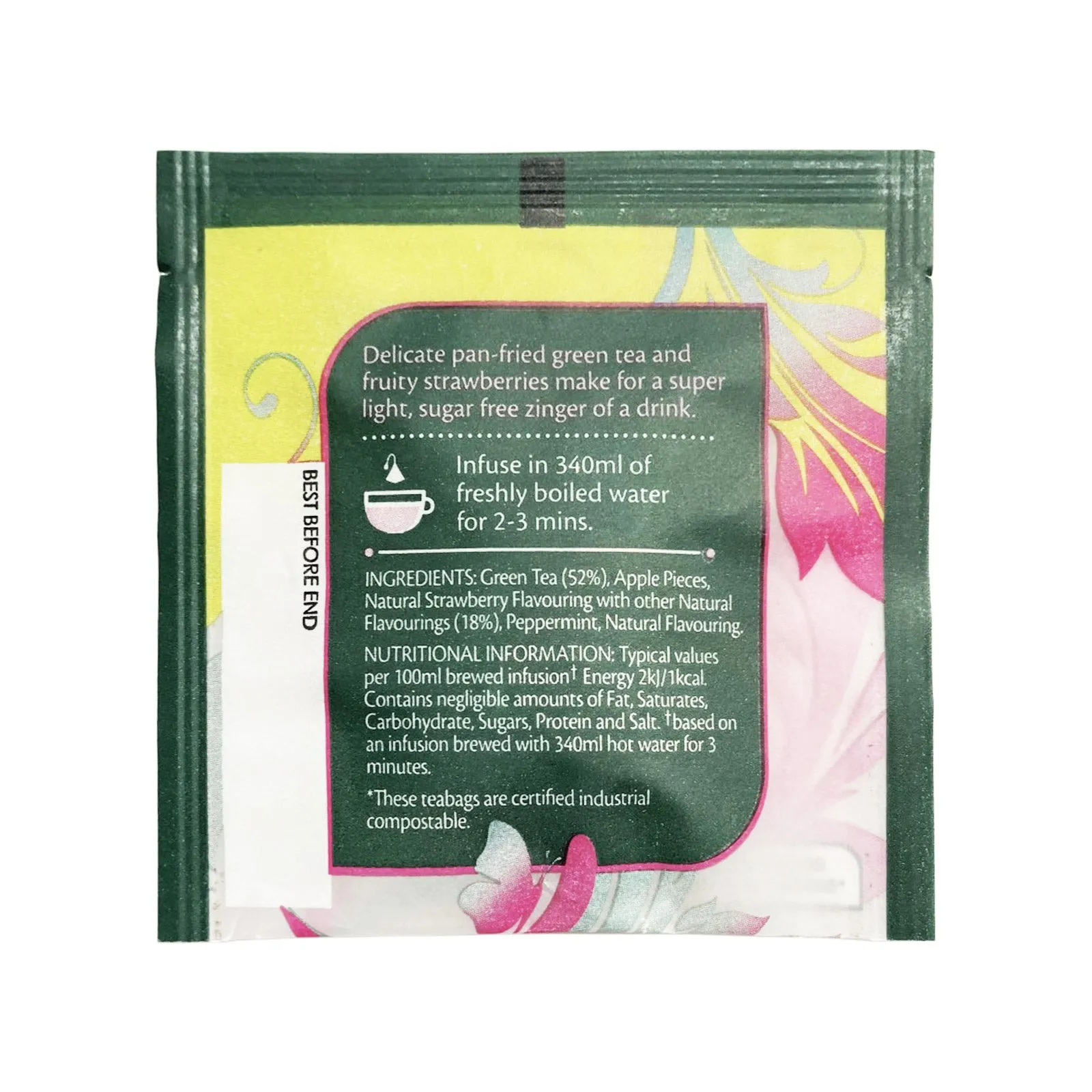 Strawberry Green Tea Loose Leaf Pyramid - Single Envelope