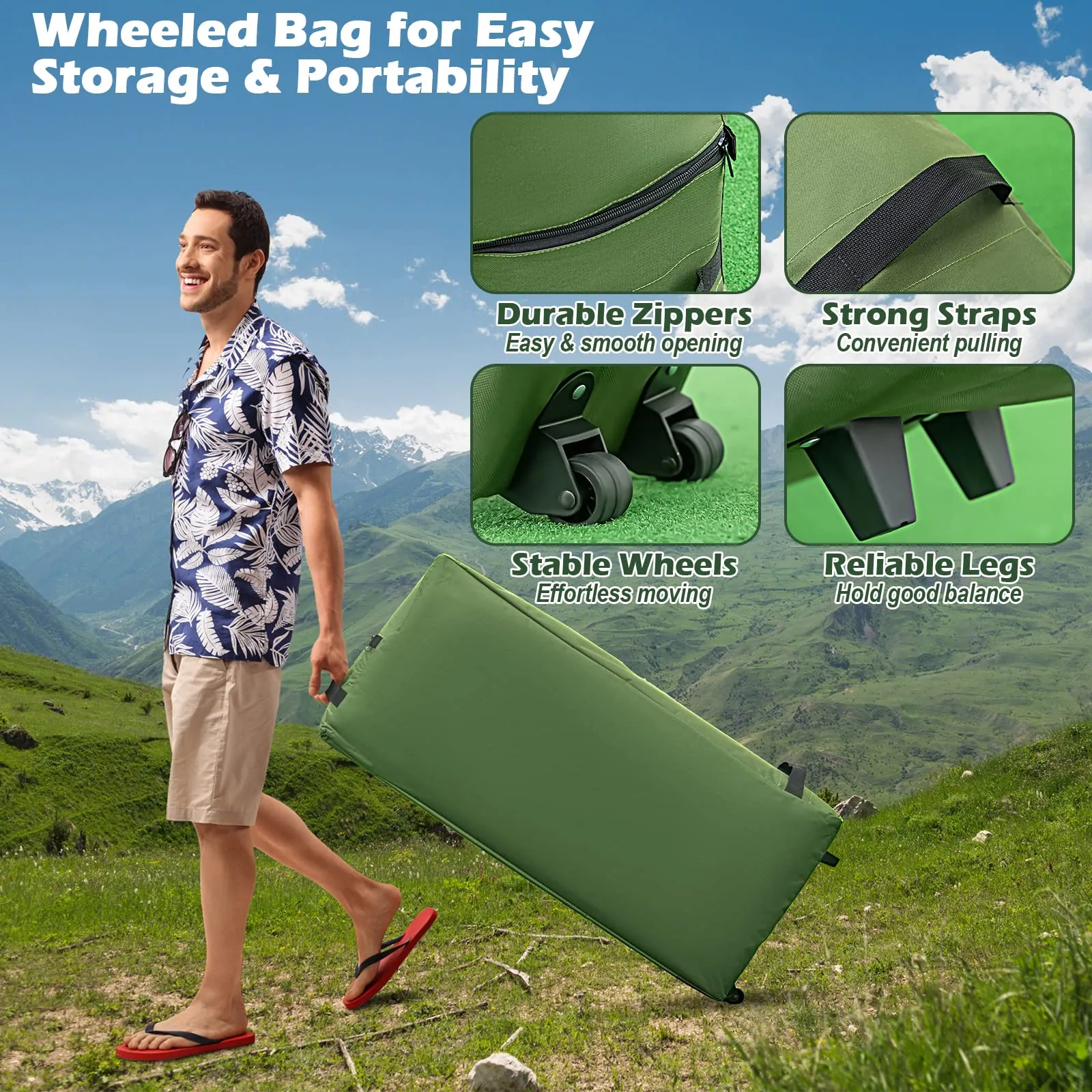 Tangkula 2-Person Outdoor Foldable Camping Tent with Air Mattress & Sleeping Bag