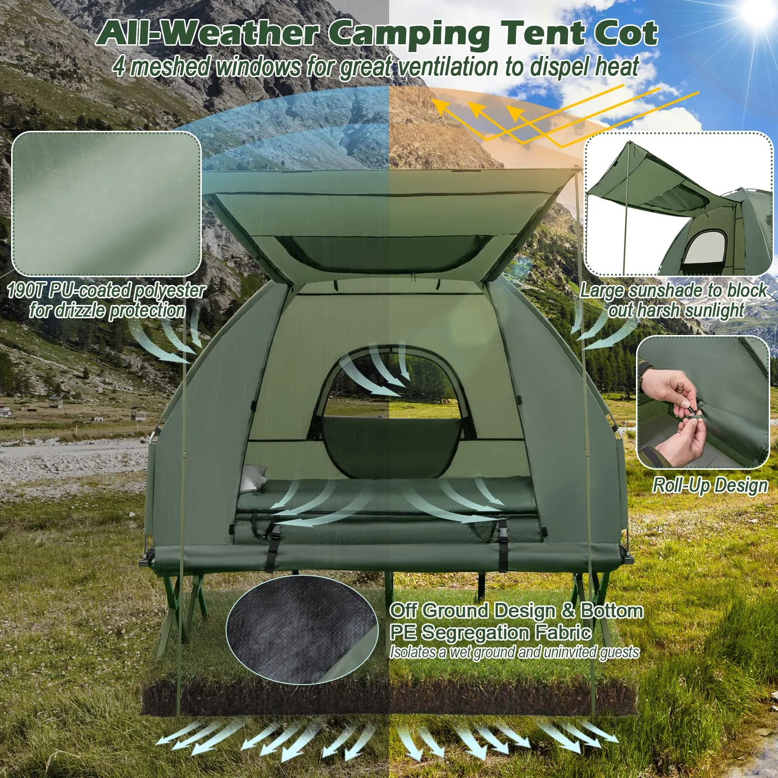 Tangkula 2-Person Outdoor Foldable Camping Tent with Air Mattress & Sleeping Bag