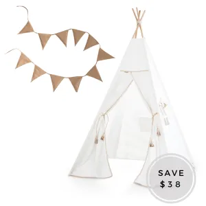 The Leatherette Teepee & Garland Set