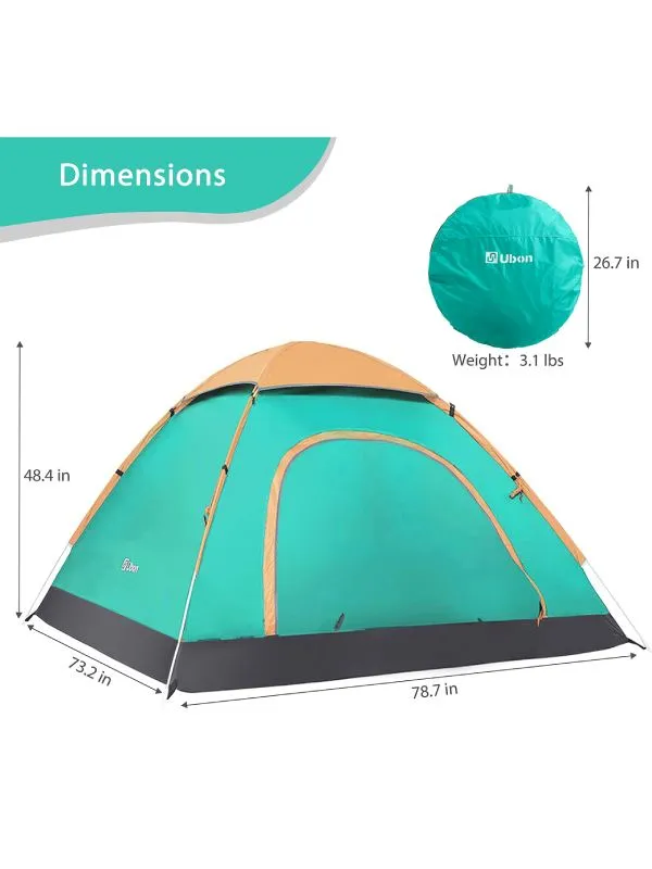 Ubon Instant Pop up Tent, 2-3 Person Quick Tent for Camping Backpacking