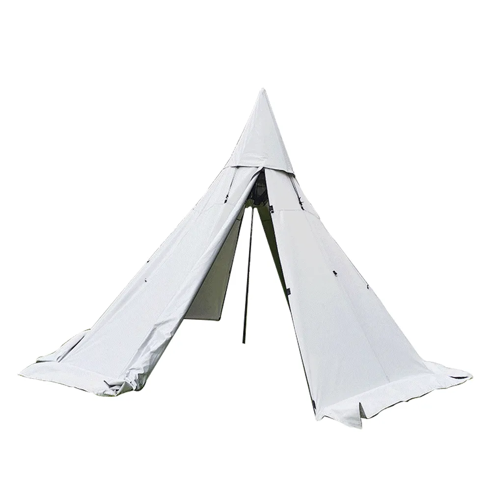 valiant 4 Season Brown Waterproof Oxford Teepee Tent with Stove Jack Camp Pyramid Tent with Half Mesh